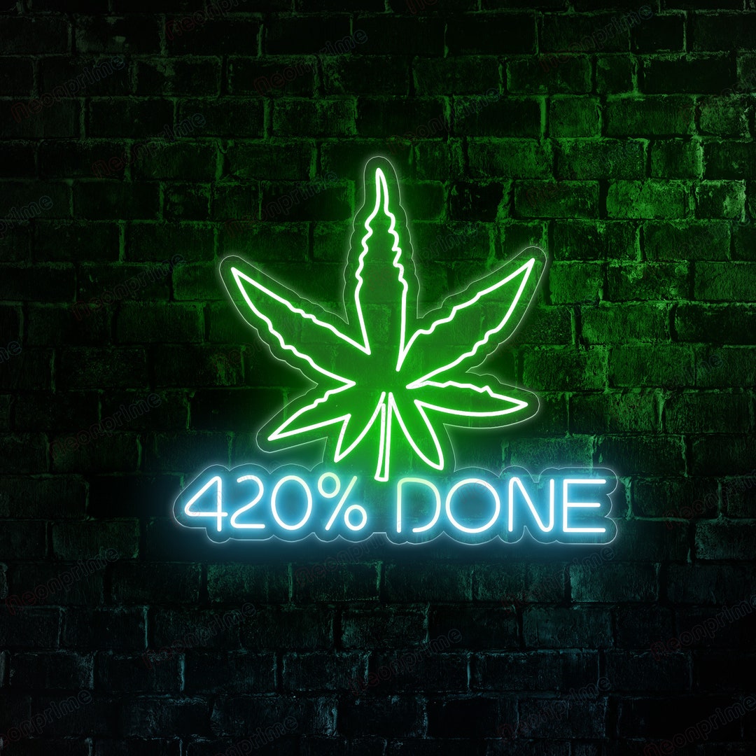 Cannabis Neon Sign, Weed Neon Sign, Marijuana Hemp Leaf High Life