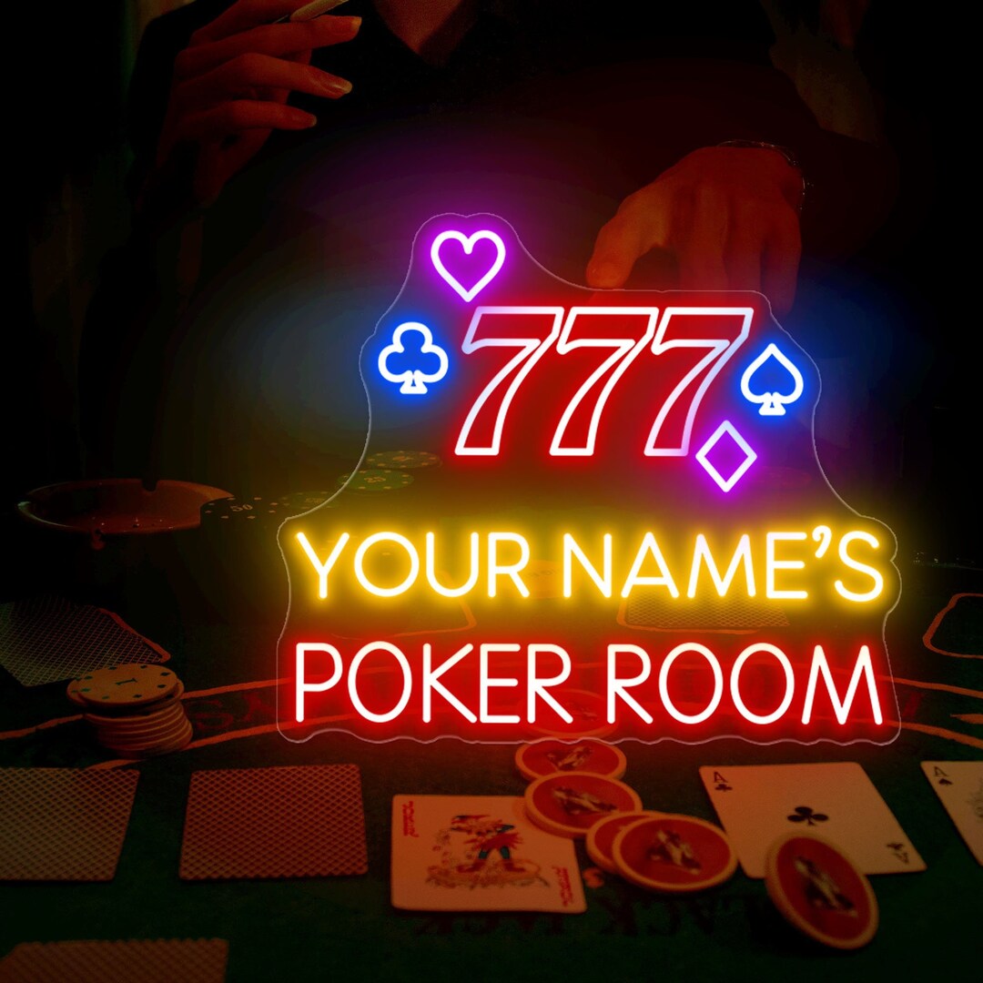 Custom Name Poker Room Casino, Custom Neon Man Cave Plaque, Home Bar