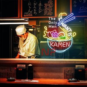 Letrero de neón de ramen, el único hombre que quiero es el letrero de ramen, letrero LED de ramen personalizado, letrero de neón LED de ramen, letrero de neón de tazón de ramen, letrero de comida japonesa