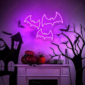 Bat Neon Sign, Halloween neon sign, Party Neon Sign, Wall Art Decor Kid&#39;s Room Halloween Decoration,  Pumpkin neon sign,  Spooky Decoration