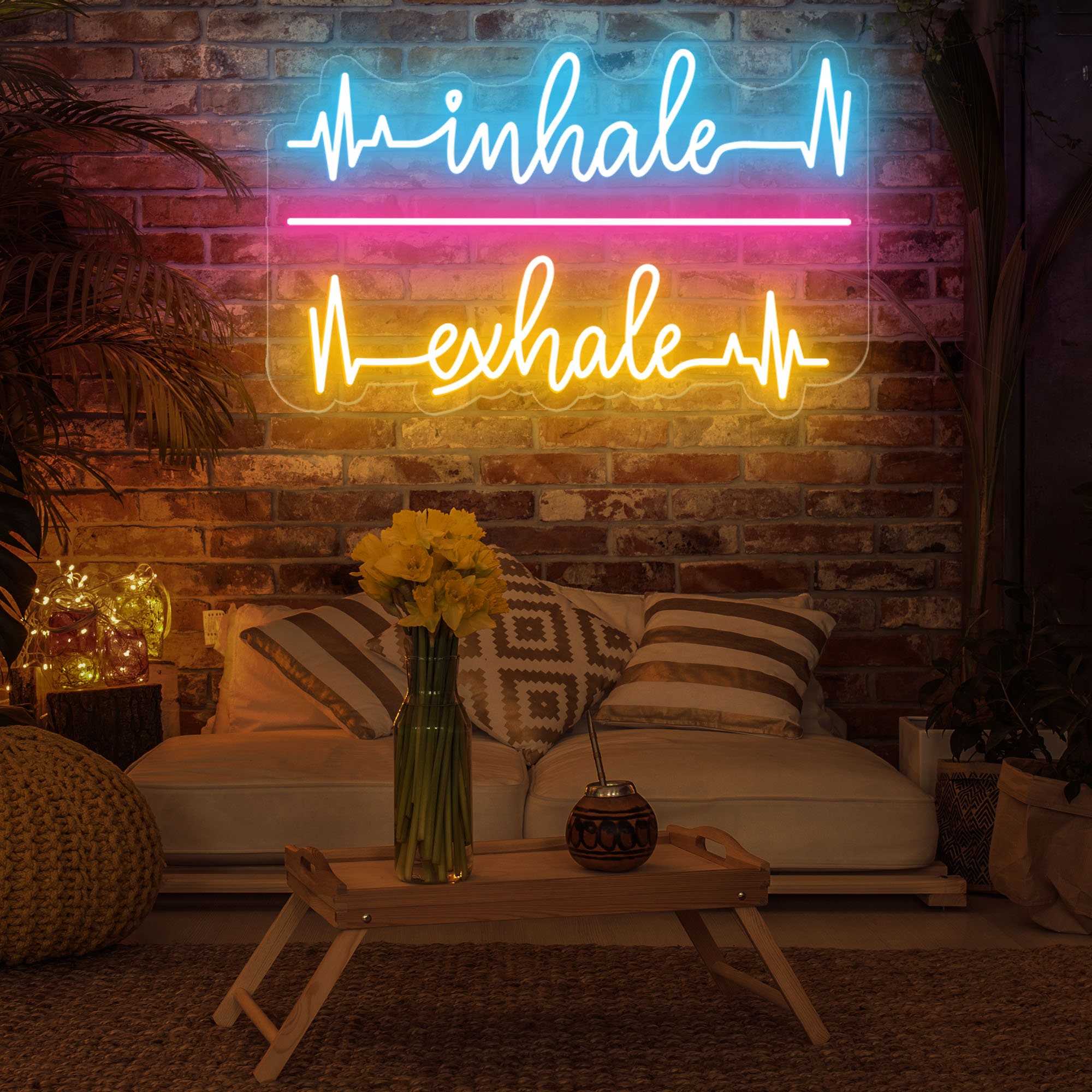 'Inhale Exhale' Neon Sign – USB-Powered LED Meditation Light For Yoga Studios, Bedrooms, And Spa Decor