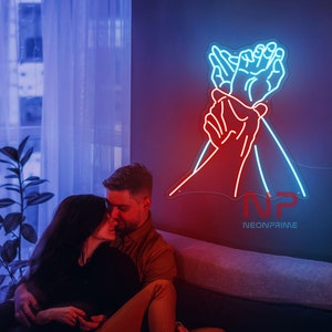 Passion Love Neon Sign Bondage Light Holding Hands Led Sign Sexy Couple Wall Art Sexy Neon Sign Sensual Neon Sign Couple Bedroom Wall Decor