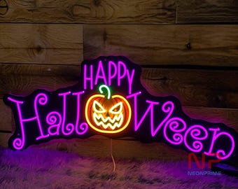 Halloween Leuchtreklame, Kürbis Neonschild, Halloween LED Neonschild, Halloween-Dekor-Wandschild, Halloween-Geschenk, Leuchtreklame Halloween-Dekor