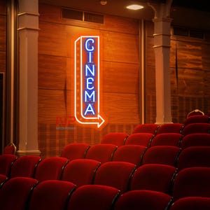 Cinema Neon Sign, Cinema Popcorn Drinks LED Neon Sign, Custom Cinema Food Bar Neon Light Home Movie Theater Film Room Wall Decor Snack Bar