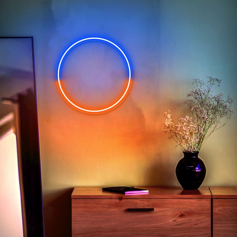 Zen Led Signs Circle LED Neon Sign, Zen Circle Neon Sign, Mixed-color Japanese Enso ...