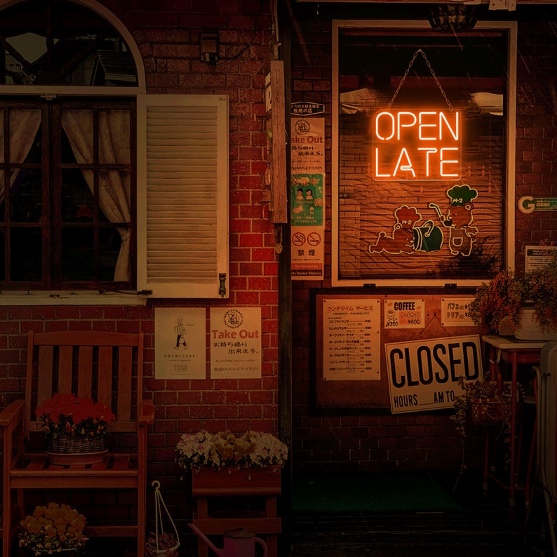 Open Late Neon Sign, Open Neon Bar, LED Open Sign, Open Sign for ...
