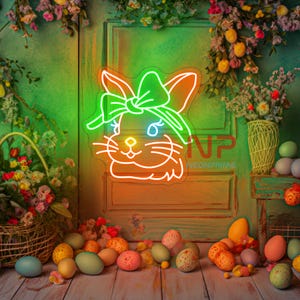 Easter Rabbit Neon Sign, Bunny Rabbit Light Up, Bunny Rabbit Sign, Rabbit Nursery Bedroom Decor, Nursery Bedroom Decor, Happy Easter Decor