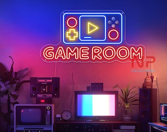 Letrero de neón LED para sala de juegos, luz de pared para juegos, regalo para él, letrero LED para jugadores, neón para sala de juegos para niños, luz de pared para cueva de hombres