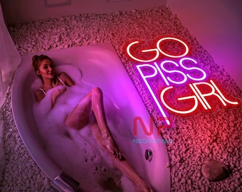 Go Piss Girl Neon Sign Trendy Wall Decor Sign Unique Gift for Her Funny Bathroom Decor Go Piss Girl Wall Light Funny Quote Led Light