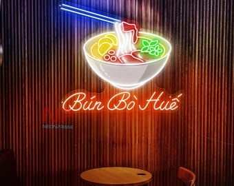 Bun Bo Hue Neon Sign, Bun Bo Hue Led Sign, Vietnam Food Neon Light, Food Led Light, Kitchen Wall Art, Vietnamese Restaurant Wall Decor