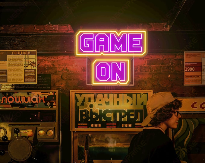 Game on neon sign, Game room neon sign, game room stream decoration, gaming decor gift for boyfriend video game streaming decor gift for him