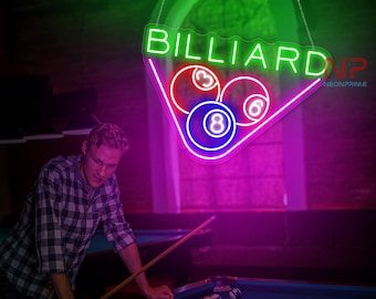 Billiard Neon Sign – 8 Ball LED Wall Decor, Colorful, Adjustable Brightness, USB Powered For Game Room, Bar, Man Cave