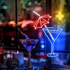 Girl Cocktail Neon Sign, Bar Neon Sign, Party Led Sign, Cocktail Decor Wall, Custom Neon Sign, LED Neon Sign, Drink Neon Sign