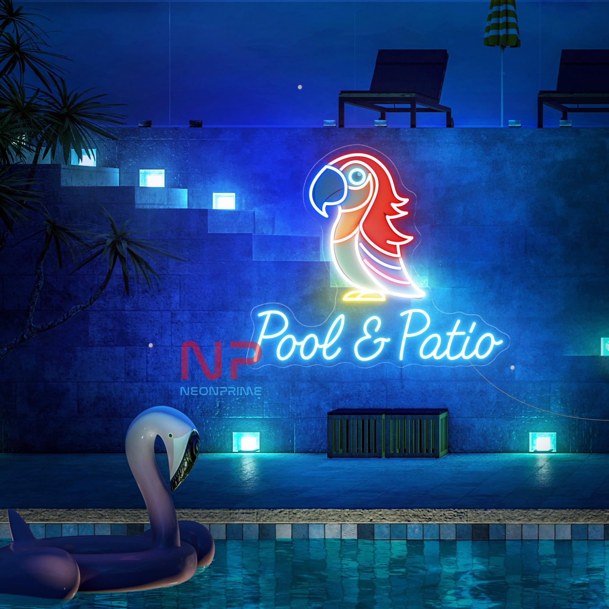 Insegna da parete in metallo personalizzata per patio tropicale, luce a LED - Decorazione personalizzata con nome per piscina con palme, ideale per la decorazione domestica e per la casa - Italia