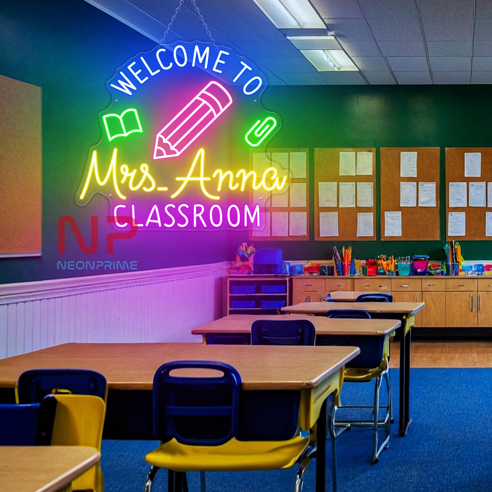 Custom Teacher Name Neon Sign, Classroom Wall Decor, Classroom Decor ...