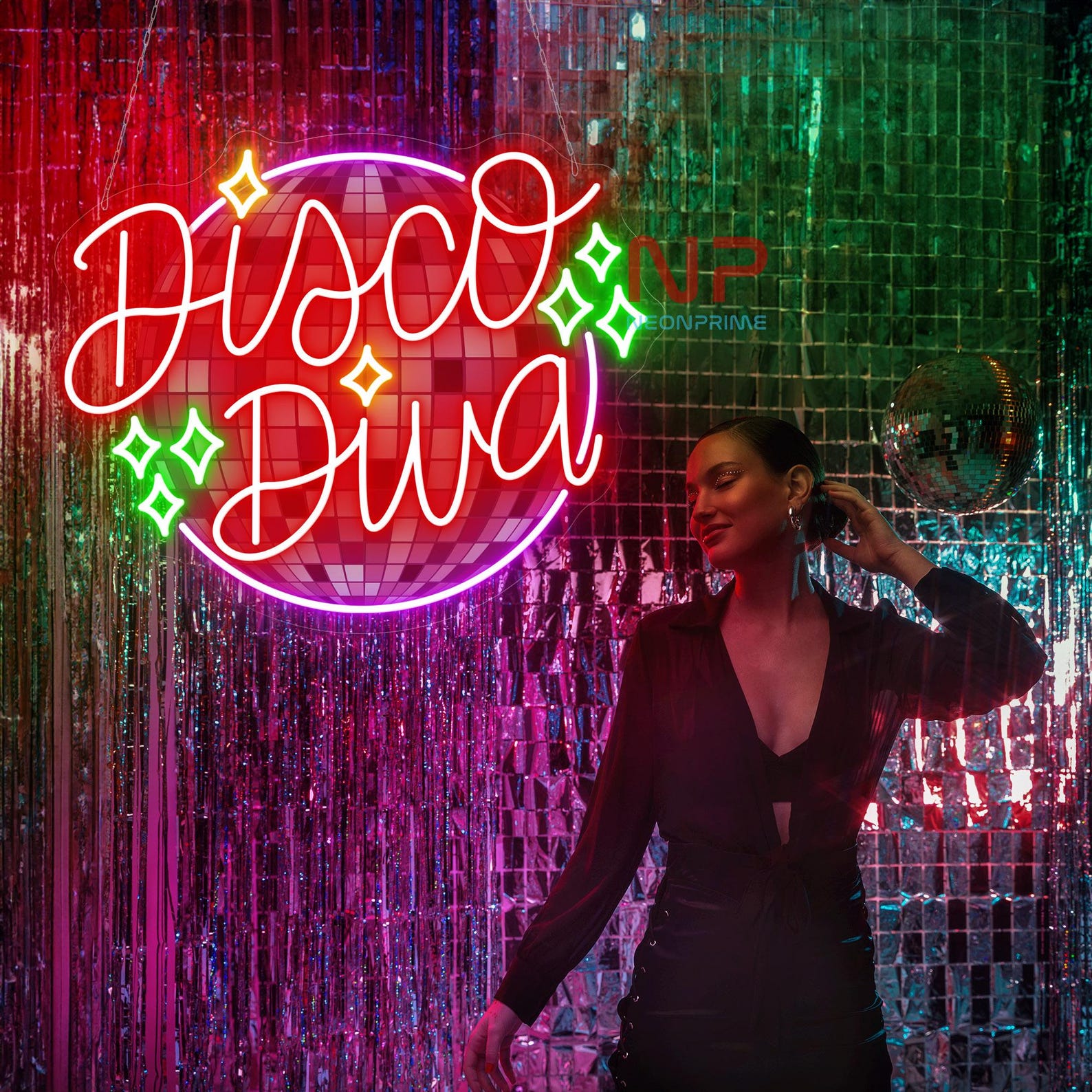 Diva Sign Disco Diva Neon Sign, Disco Party Sign, Retro Disco Ball Sign, Disco ...