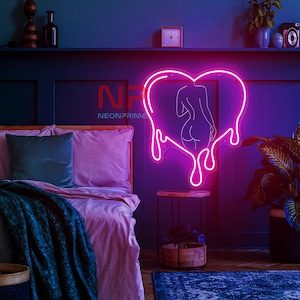 Dipping Heart Sexy Body neon sign, custom Neon Sign, Woman body led Sign, Lady Led sign, Neon sign bedroom girl, Female Party Crazy Led Sign