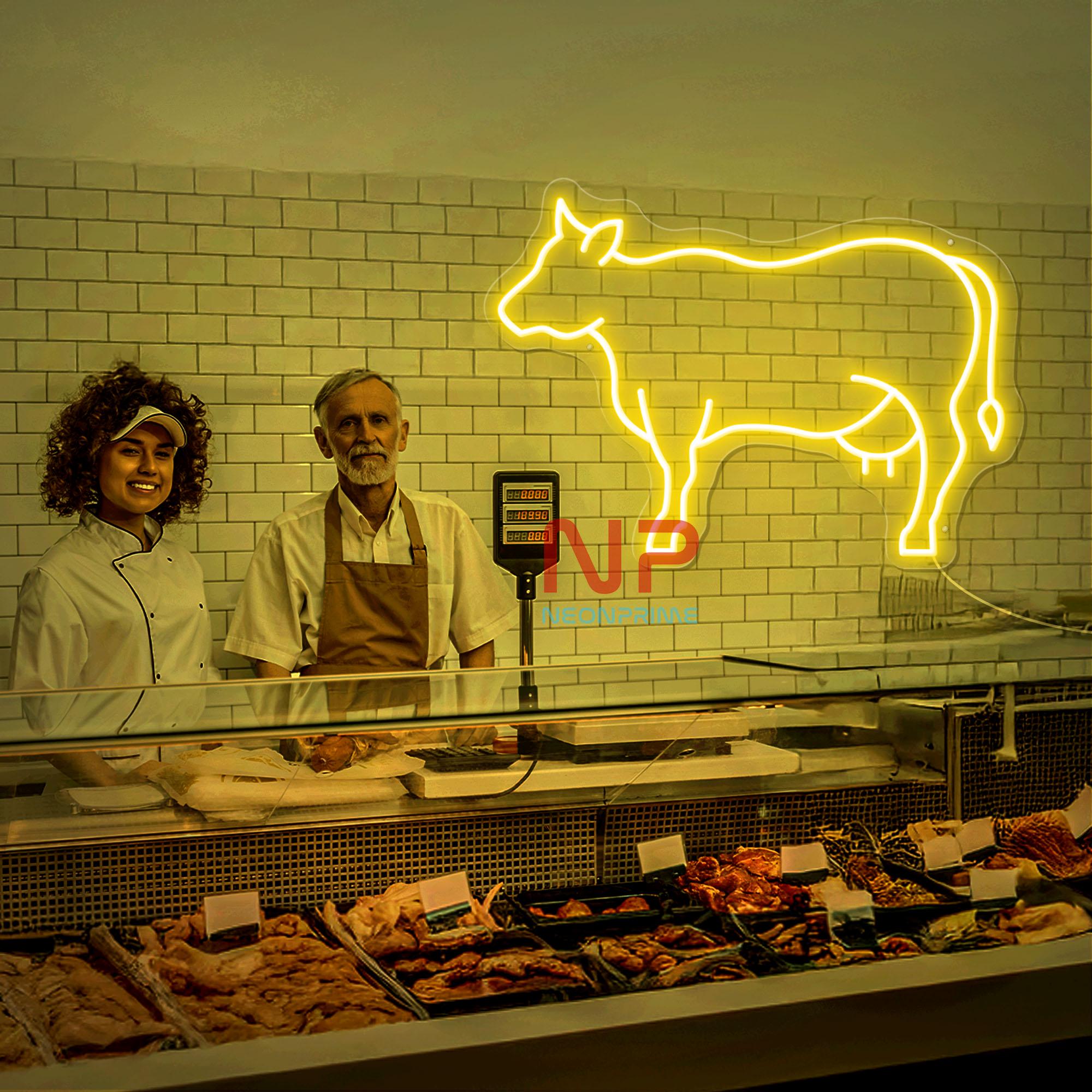 Open Butcher Sign Chicken Pig Cow Neon Light Farm Animal Neon Sign Barn ...