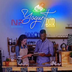 Yogurt Bar neon sign, coffee bar decor, yogurt bar decor, custom neon sign, open neon sign, welcome sign, waterproof neon sign
