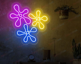 Spongebob flower neon sign, flower neon sign, Wedding Neon Sign, Led Neon Sign, Wall Decor, Gift for her, Wall Art Bedroom Home Decor Neon