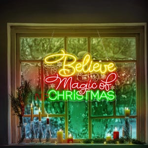 Believe Magic Of Christmas Led Sign Christmas Tree Decor Merry Christmas Decor Christmas Gift Christmas Porch Sign Yard Outdoor Garden Light