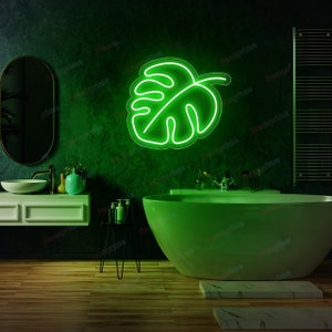 Monstera Leaf LED Neon Sign, Green Leaf Neon Sign, Plant Neon Sign, Neon Monstera, Green Aesthetic Neon Sign, Bedroom Neon Sign, Green Lover