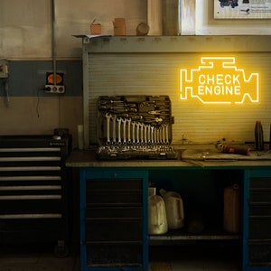 Fathers day gift Check Engine LED Neon Sign,Car Check Engine Light Sign,Auto Shop Signage,Gifts for car guys,Garage Neon Sign,Man Cave Decor