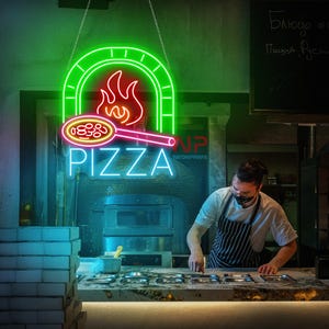Wood Fire Pizza Neon Sign, Pizza Led Neon Sign, Restaurant Sign, Kitchen neon sign, Neon sign bedroom, Pizza Decor Sign, Restaurant Decor