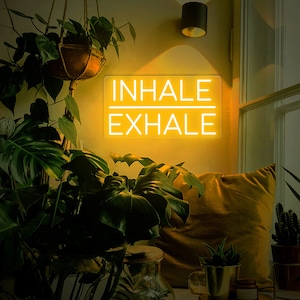 Inhale exhale neon sign,  Fitness & Yoga Decoration, Inhale Exhale Sign, Yoga Neon Sign, Pilates Art, Motivational Neon Sign, Neon Gym Sign