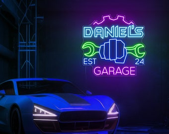 Custom Name Garage Neon Sign, Personalized garage sign for men, Garage led sign, Garage light up sign, Garage sign for men,Garage wall decor
