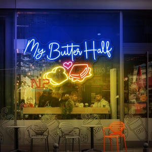My Butter Half Neon Sign Sliced Bread Neon Sign Bread & Butter Wall Decor Bakery Wall Decor Bakery Neon Art Business Kitchen Led Wall Decor