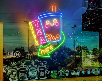 Bubble Tea HERE neon sign Milk Tea Led Sign But First Boba Tea Sign Neon Sign Boba Tea Neon Sign Open Boba Shop Decors Wall Art Tea Shop