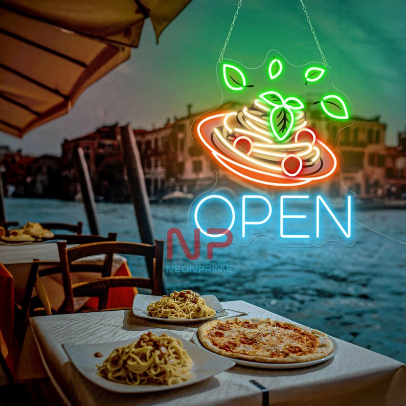 Pasta Open Neon Sign Custom Food Led Sign Noodles Light Kitchen Food ...