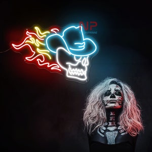 Fire Skull Neon Sign Skull Head Neon Sign Custom Neon Sign Skull Fire Light Personalized Aesthetic Gifts Halloween LED Sig Wall Decor