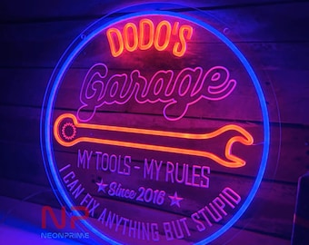 Custom Garage Name Neon Sign, Garage Neon Sign, Garage Decor Sign, Custom Business Logo Neon Sign, Man Cave Neon Sign