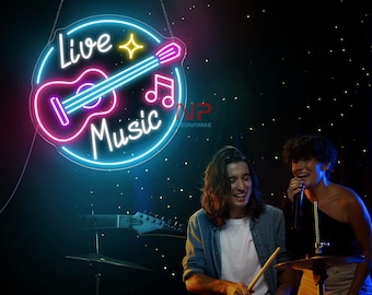Live-Musik-LED-Leuchtreklame, Studio-Dekor-Wand, auf Sendungs-Neon-Schild, Mikrofon-LED-Neon-Schild, Aufnahmestudio-Neon-Schild, Live-Musik-Schild,
