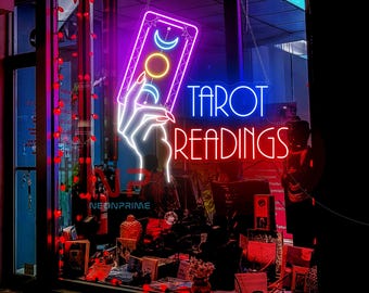 Tarot Readings Neon Sign, Astrology Tarot Sign, Tarot Cards Reading, Psychic Tarot Light, Tarot Led Sign, Fortune Teller Sign Halloween Gift