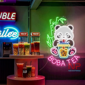 Boba Tea Panda Neon Sign Bubble Tea Neon Sign Boba Tea Shop Decor Boba Tea Lights Boba Tea Wall Decor Bubble Tea Neon Sign Custom Neon Sign