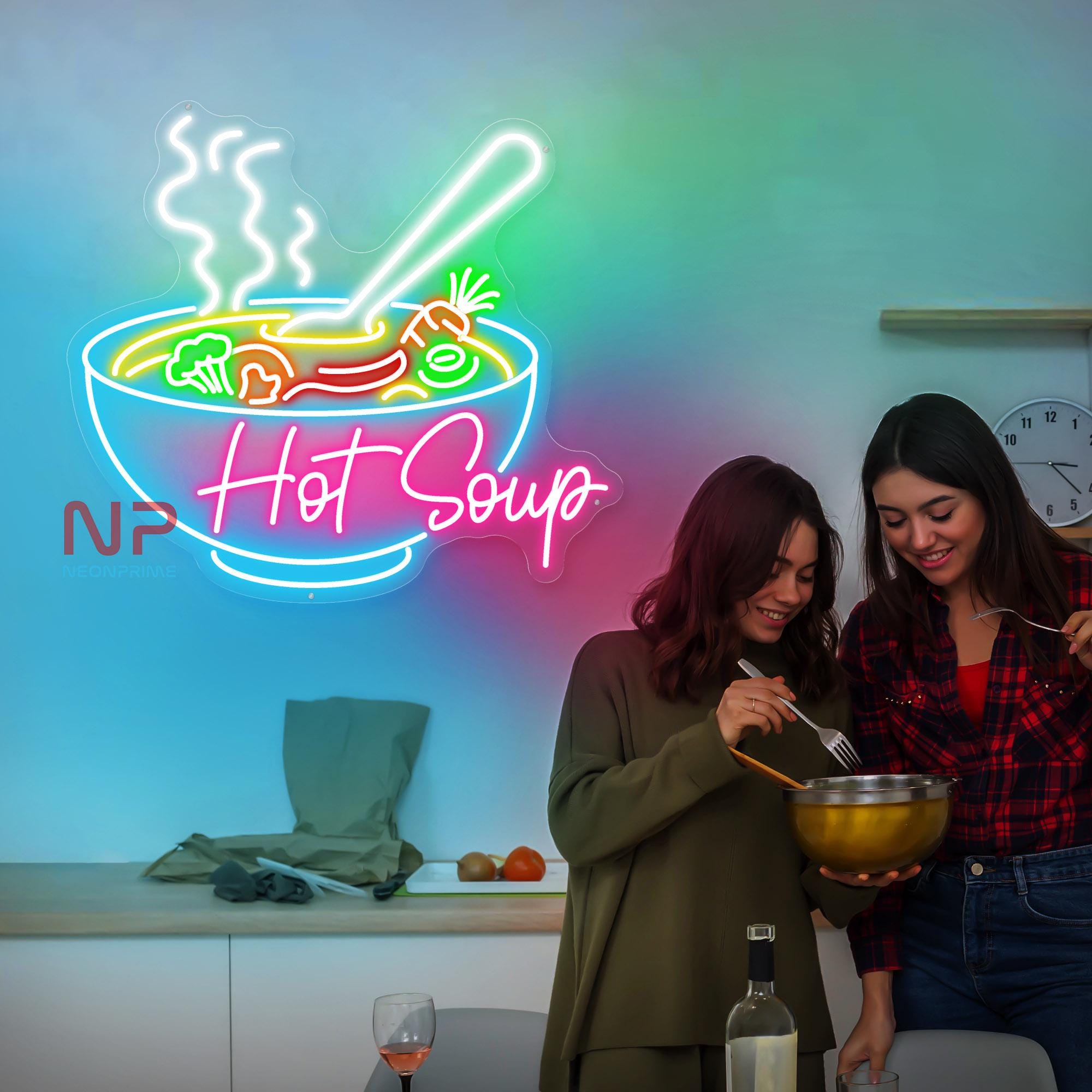 Soup Sign Led Hot Soup Neon Sign, Hot Soup Led Sign, Kitchen Wall Decor, Decor Led ...
