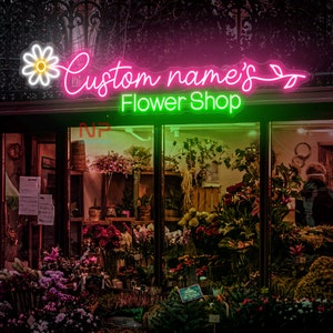 Flower Shop Neon Sign Custom Flower Boutique Name Led Sign Flower Garden Wall Decor Art Flower Neon Sign Flower Store Welcome Neon Light