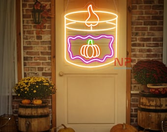 Kürbis-Neonzeichen, Halloween-LED-Dekor-Zeichen, Kerze-Neon-Zeichen, Halloween-Dekor-Wandschild, Halloween-Geschenk, benutzerdefinierte Halloween-Dekor-Haus