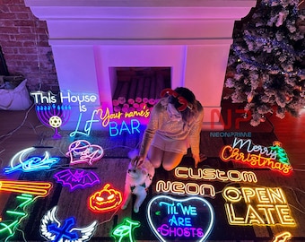 Custom Holiday Neon Sign Christmas Porch Sign Yard Outdoor Garden Light Custom Christmas Neon Sign Holiday Neon Sign Christmas Wall Decor
