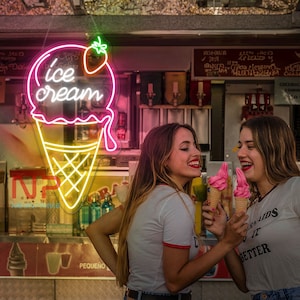 Ice Cream Neon Sign Ice Cream Cone Led Logo Sign Custom Neon Sign For Ice Cream Shop Restaurant Led Neon Decor Frozen Desserts Led Light