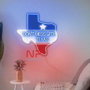 No te metas con el letrero de neón de Texas Luz LED personalizada de Texas Impresión UV Letrero de neón acrílico Letrero de neón de Texas Decoración del hogar Letrero LED del mapa de Texas