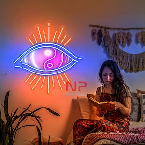 Yin Yang Eye neon sign, Eye neon sign, evil eye sign, eye wall decor, custom neon sign, yin yang decor, home decor