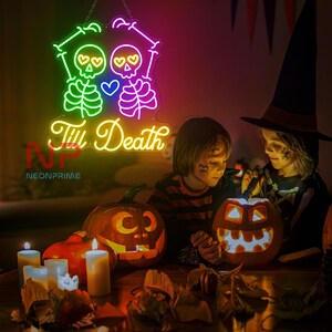 Skull Till Death Neon Sign, Halloween Decor Sign, Skull Wall Decor Sign, Halloween Gift, Custom Neon Sign, Horror Decor Wall Skull Neon Sign