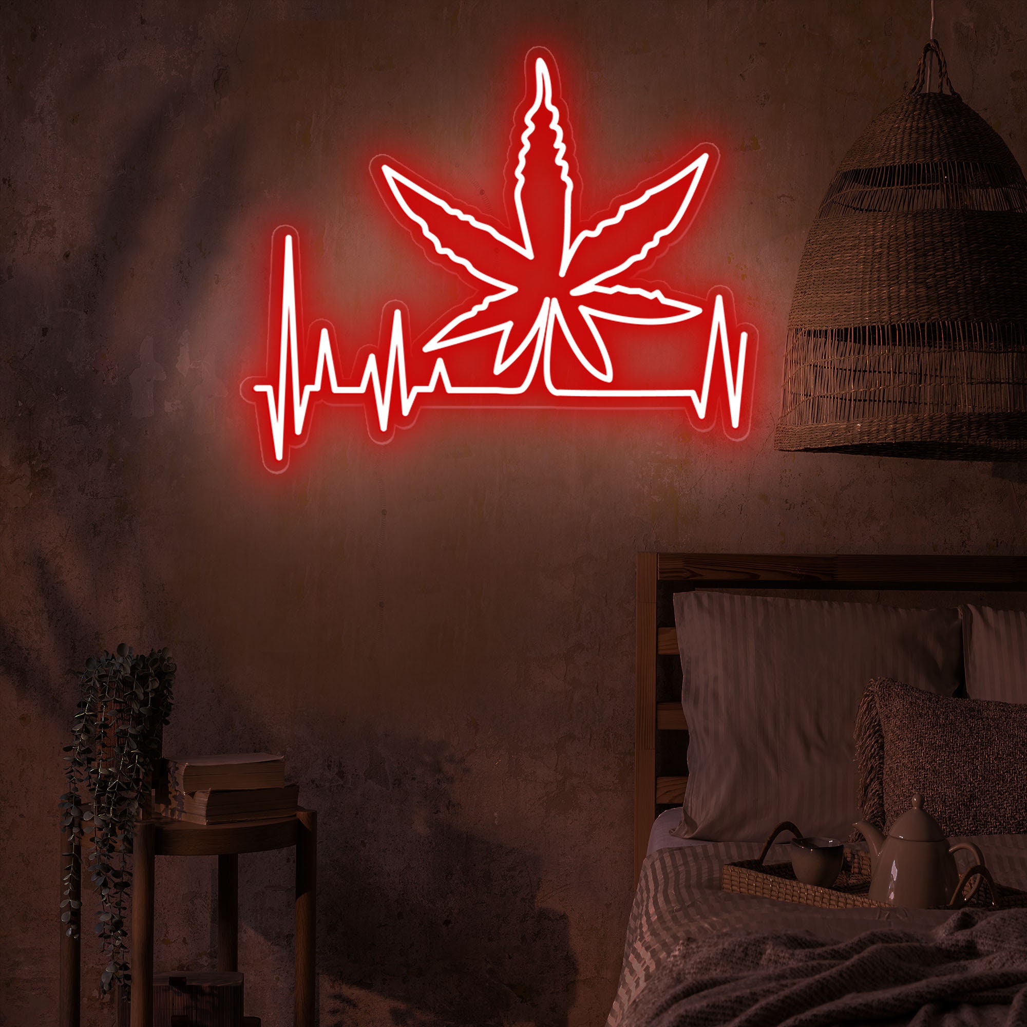 Hoyoelec Insegna al neon aperta con marijuana per decorazione da parete Canapa LED con interruttore dimmerabile Man Cave Art Bar Birra Cannabis High Life Neon Signs Light
