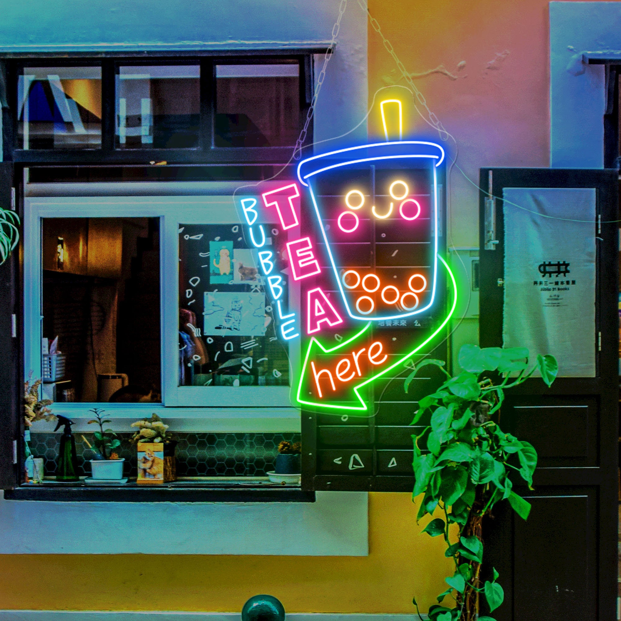 Bubble Tea HERE Neon Sign Milk Tea Led Sign but First Boba Tea Sign ...