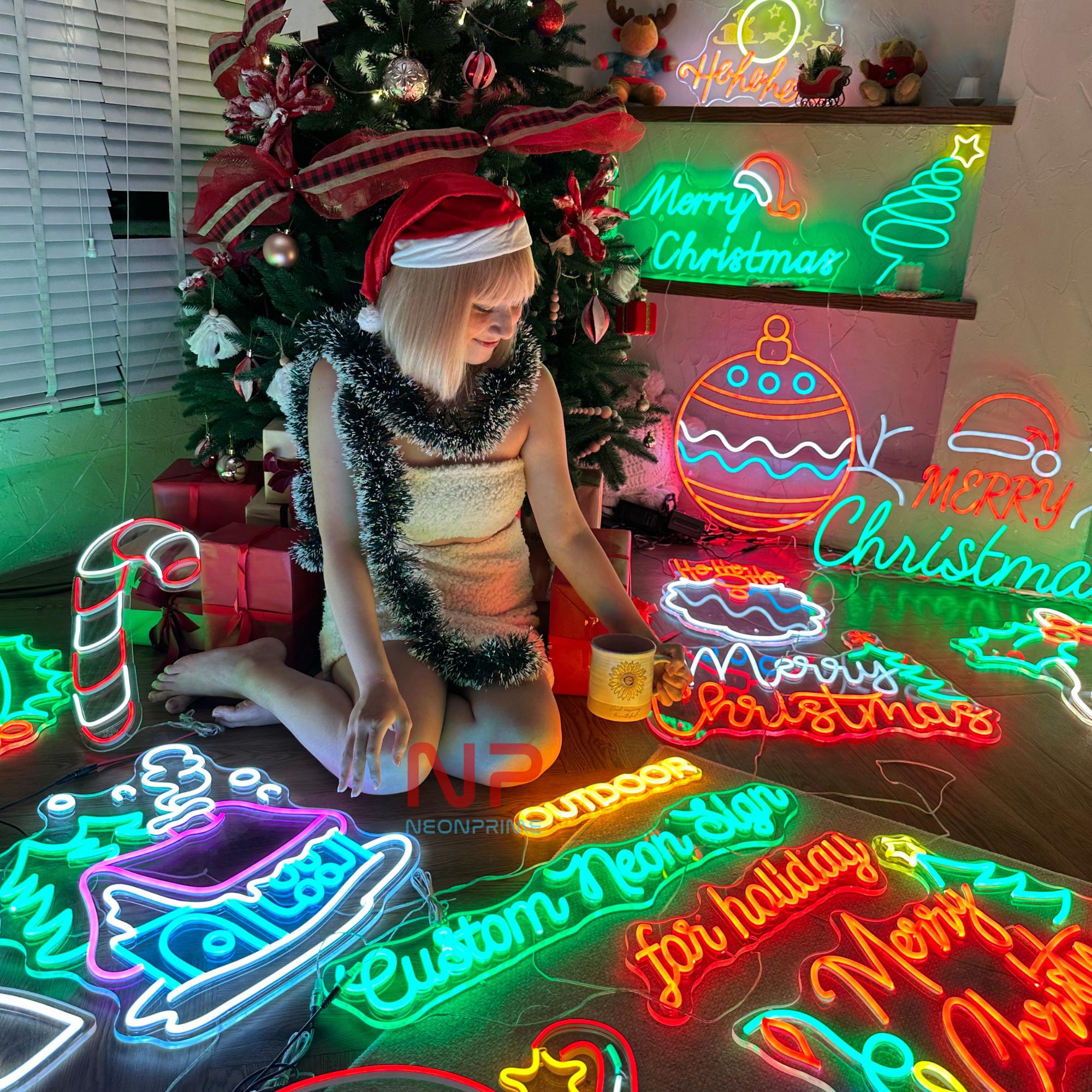 Merry and Bright Neon Sign, Christmas Tree Decor, Merry and Bright