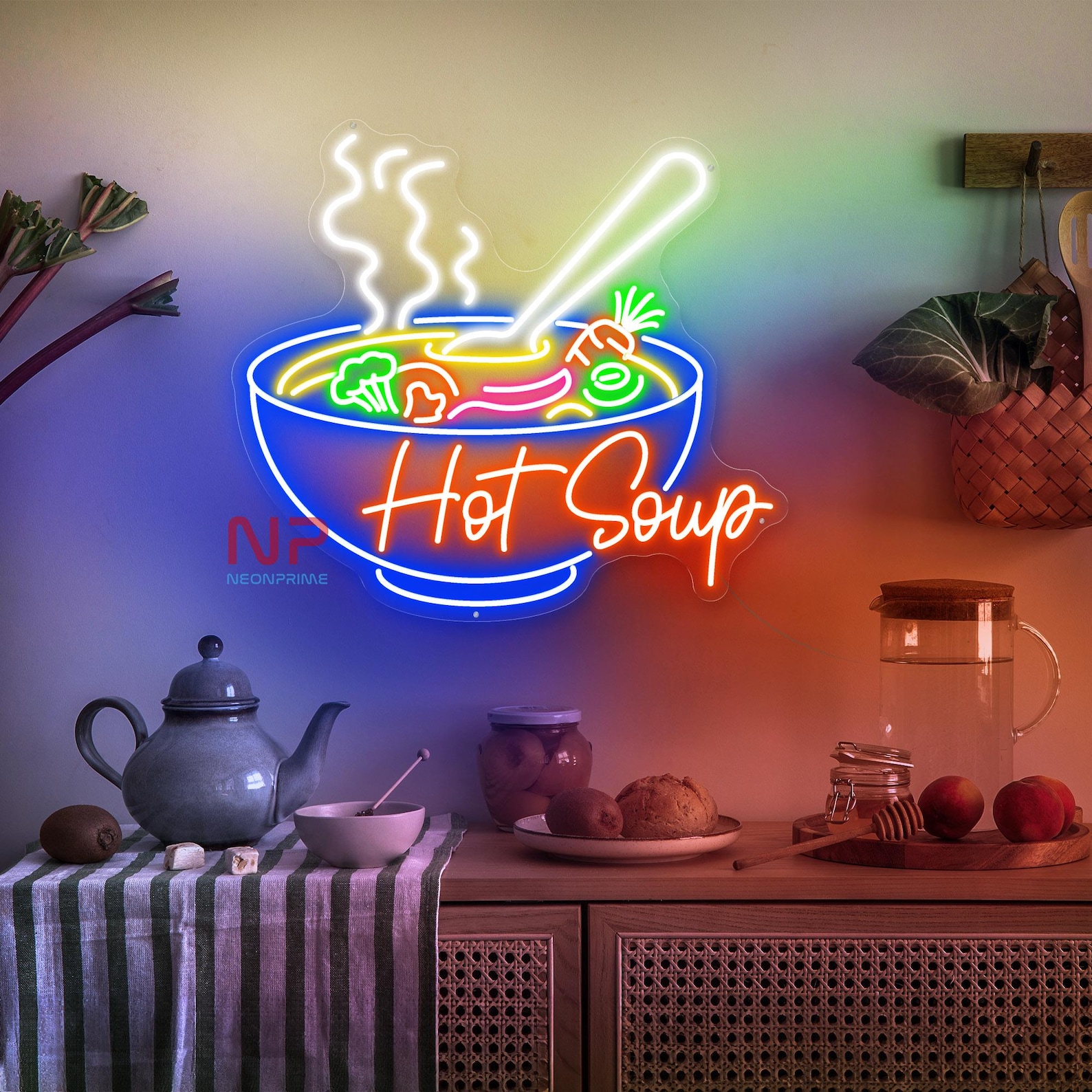 Soup Sign Led Hot Soup Neon Sign, Hot Soup Led Sign, Kitchen Wall Decor, Decor Led ...